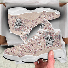 Skull Rose Flower Pattern Men's Sneaker Shoes - Wonder Skull