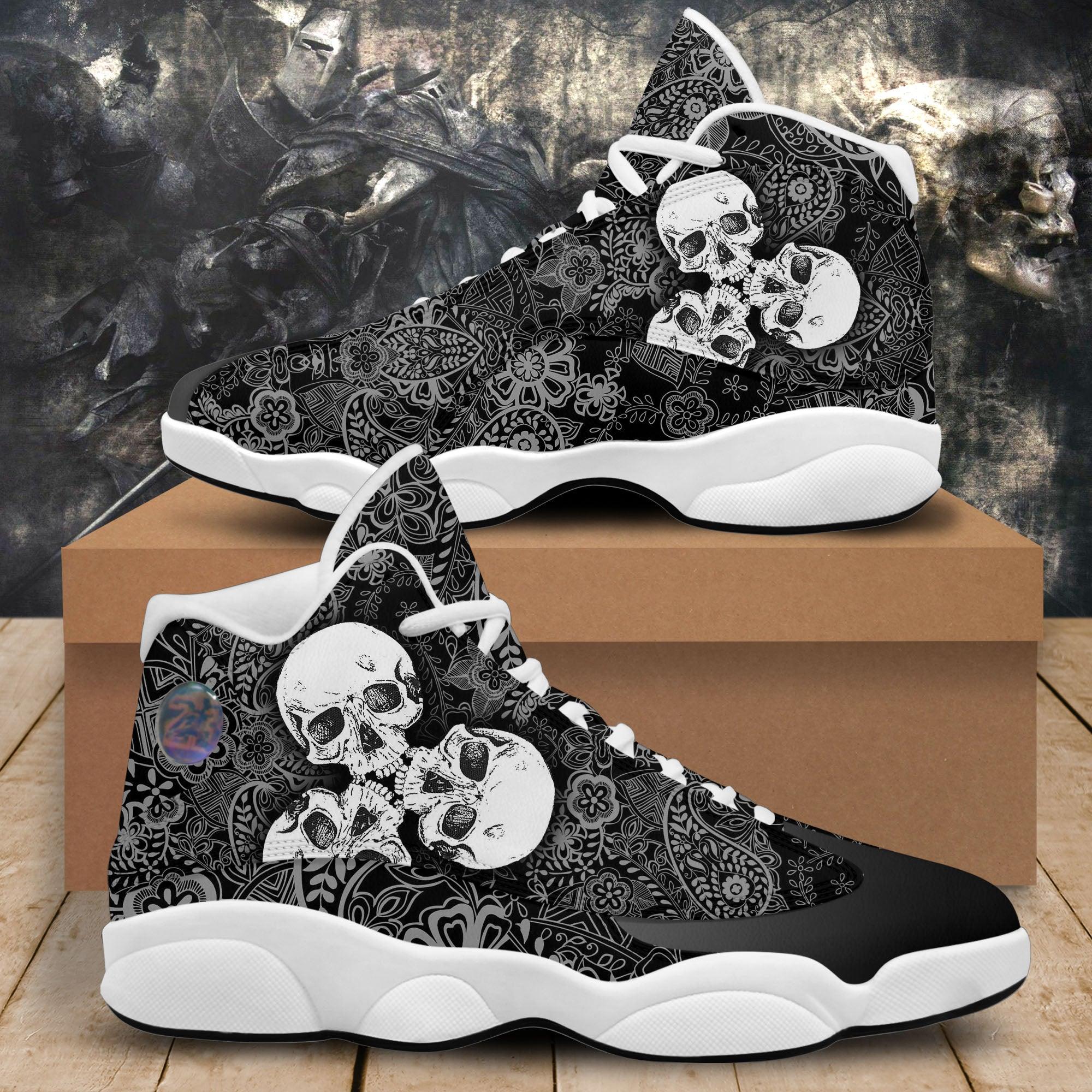Skull Gothic Black And White Men's Sneaker Shoes - Wonder Skull
