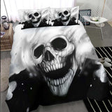 Monochrome Laughing Skull Art Duvet Cover Set - Wonder Skull