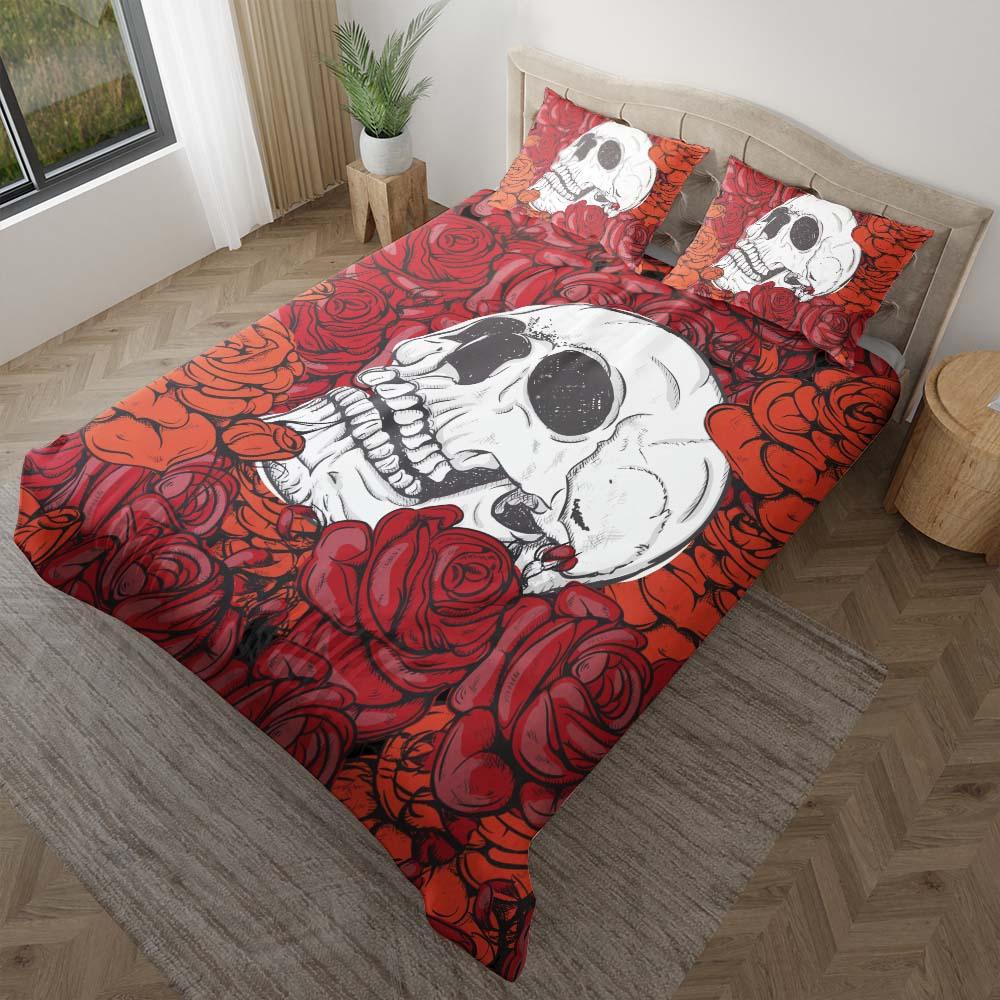 Painting Rose Skull Art Duvet Cover Set - Wonder Skull
