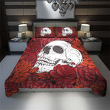 Painting Rose Skull Art Duvet Cover Set - Wonder Skull