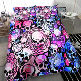 Pale Pink Blue Gradient Skull Pattern Duvet Cover Set - Wonder Skull