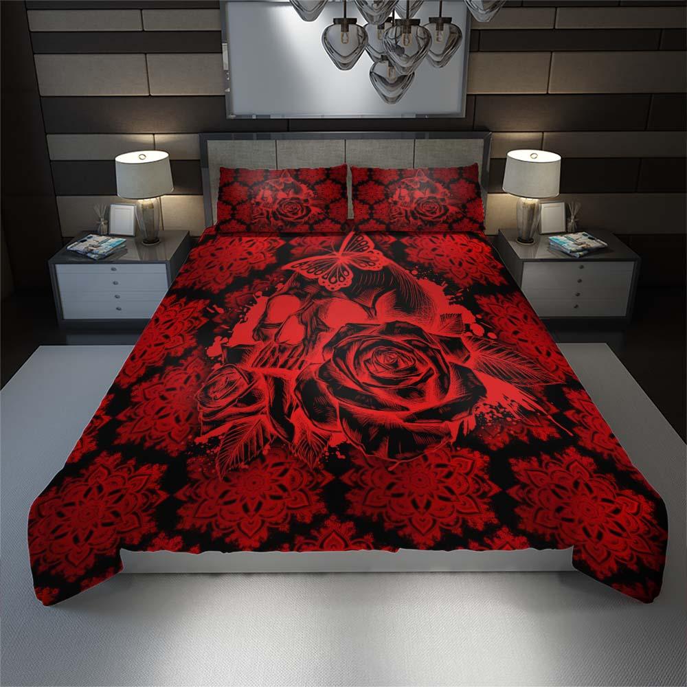Pattern Red Skull Mandala Duvet Cover Set - Wonder Skull