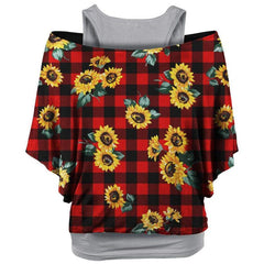 Sunflower Women Double Layer Tshirt, Coolest Printed Shortsleeves Dailywear For Women - Wonder Skull