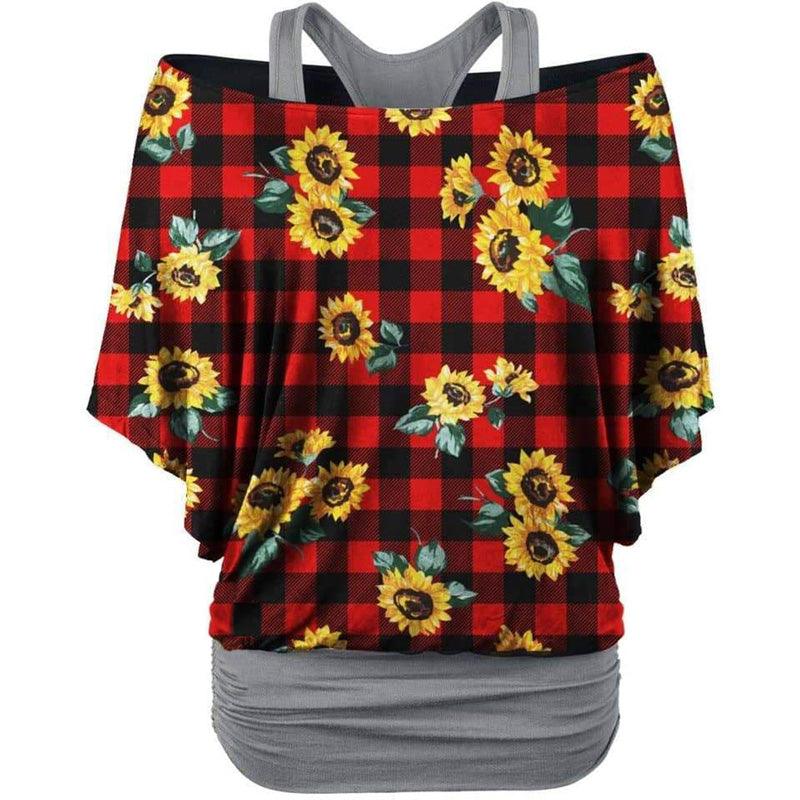 Sunflower Women Double Layer Tshirt, Coolest Printed Shortsleeves Dailywear For Women - Wonder Skull