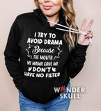 I Try To Avoid Drama Unisex Heavy Blend™ Hooded Sweatshirt - Wonder Skull