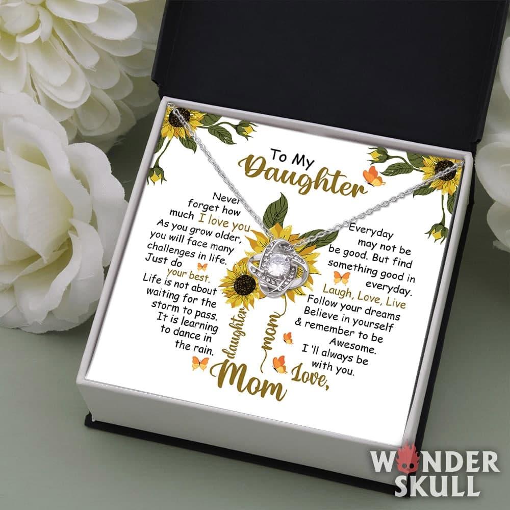 Mom Motivation Love Knot With Mahogany Style Luxury Box & Sunflower Message Card - Wonder Skull