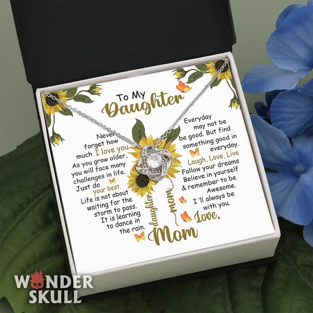 Mom Motivation Love Knot With Mahogany Style Luxury Box & Sunflower Message Card - Wonder Skull