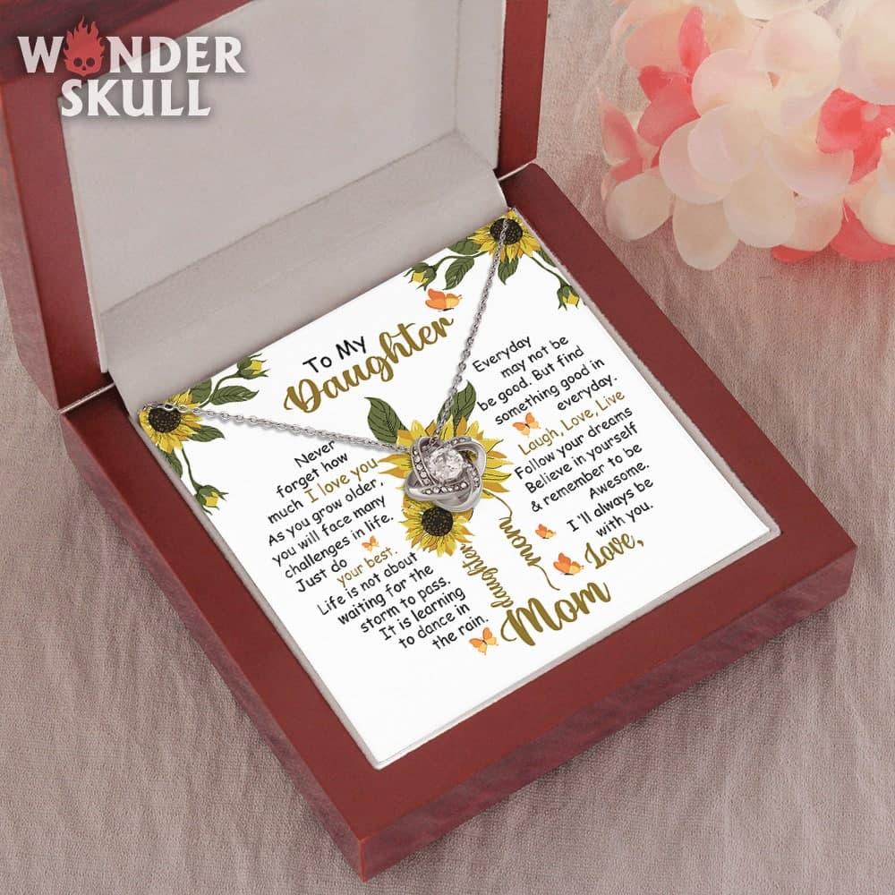 Mom Motivation Love Knot With Mahogany Style Luxury Box & Sunflower Message Card - Wonder Skull