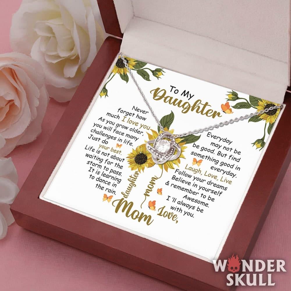 Mom Motivation Love Knot With Mahogany Style Luxury Box & Sunflower Message Card - Wonder Skull