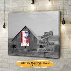 Skull American Barn Multi-Names Canvas Gallery Wraps