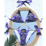 Purple Lava Skull Sexy Rhinestone Chain Bikini Set - Wonder Skull