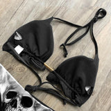 Gothic Skull Bandage Bikini Set, Stunning Black And Gray 2 Piece For Women - Wonder Skull