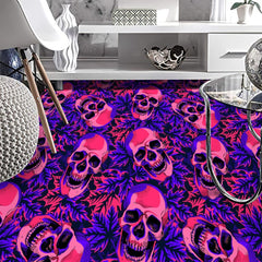 Skull Leaf Pattern Area Rugs - Wonder Skull