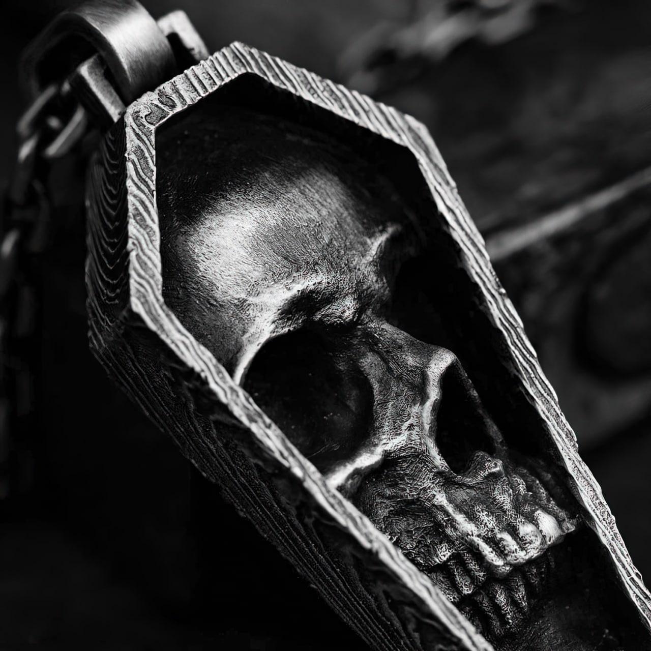 Skull Coffin Necklace, Gothic Pendant, Gothic Jewelry Badass - Wonder Skull