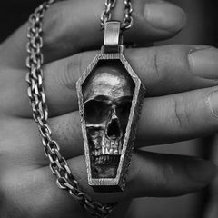 Skull Coffin Necklace, Gothic Pendant, Gothic Jewelry Badass - Wonder Skull