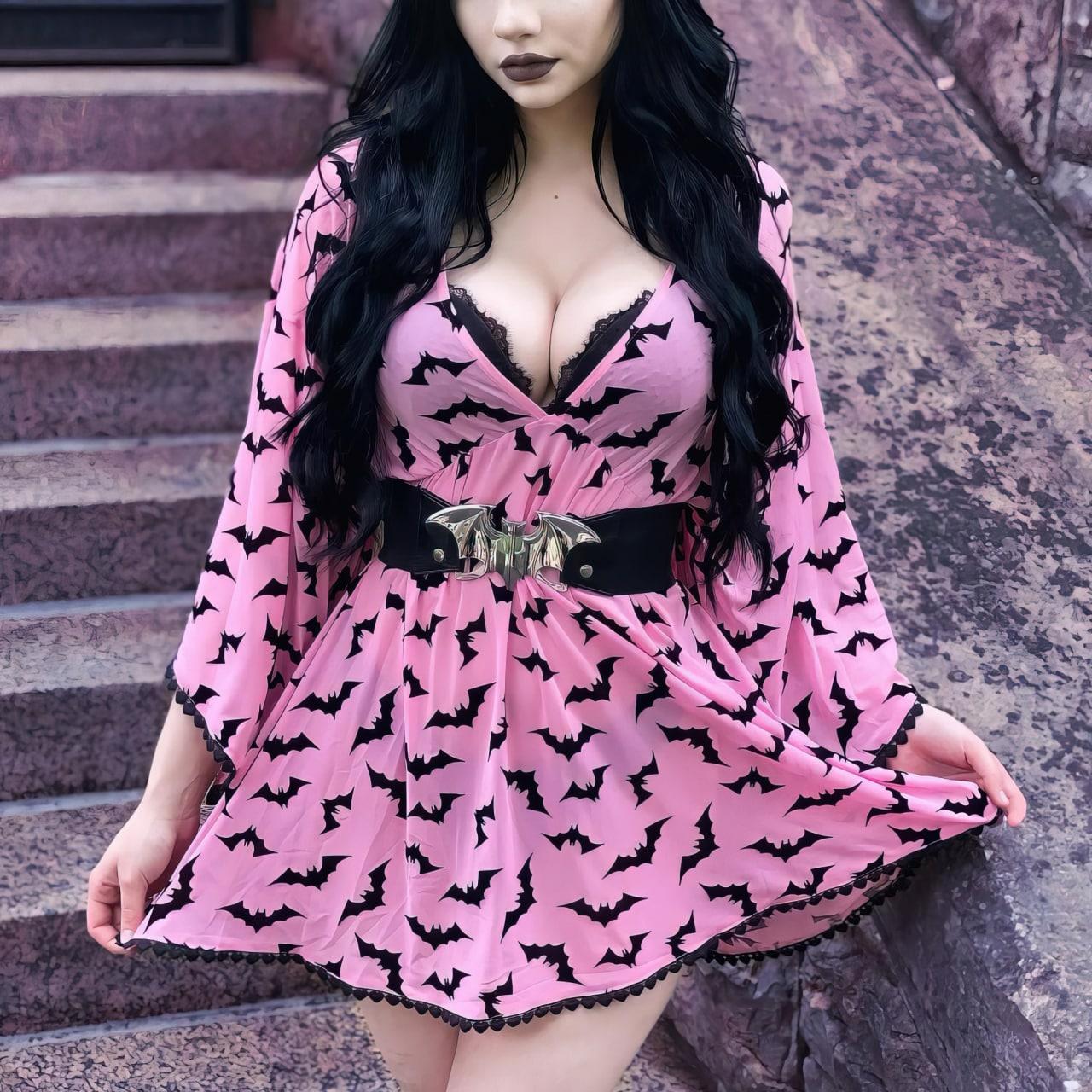 Bat Pink Goth Outfit, Gorgeous Steam Punk Dress For Women - Wonder Skull