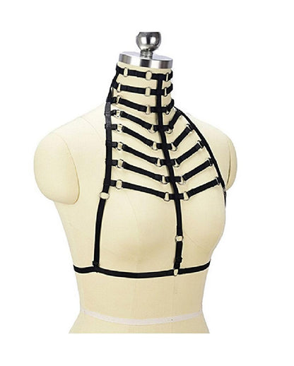 Black Gothic Harness, Powerful Garter Belt For Women - Wonder Skull