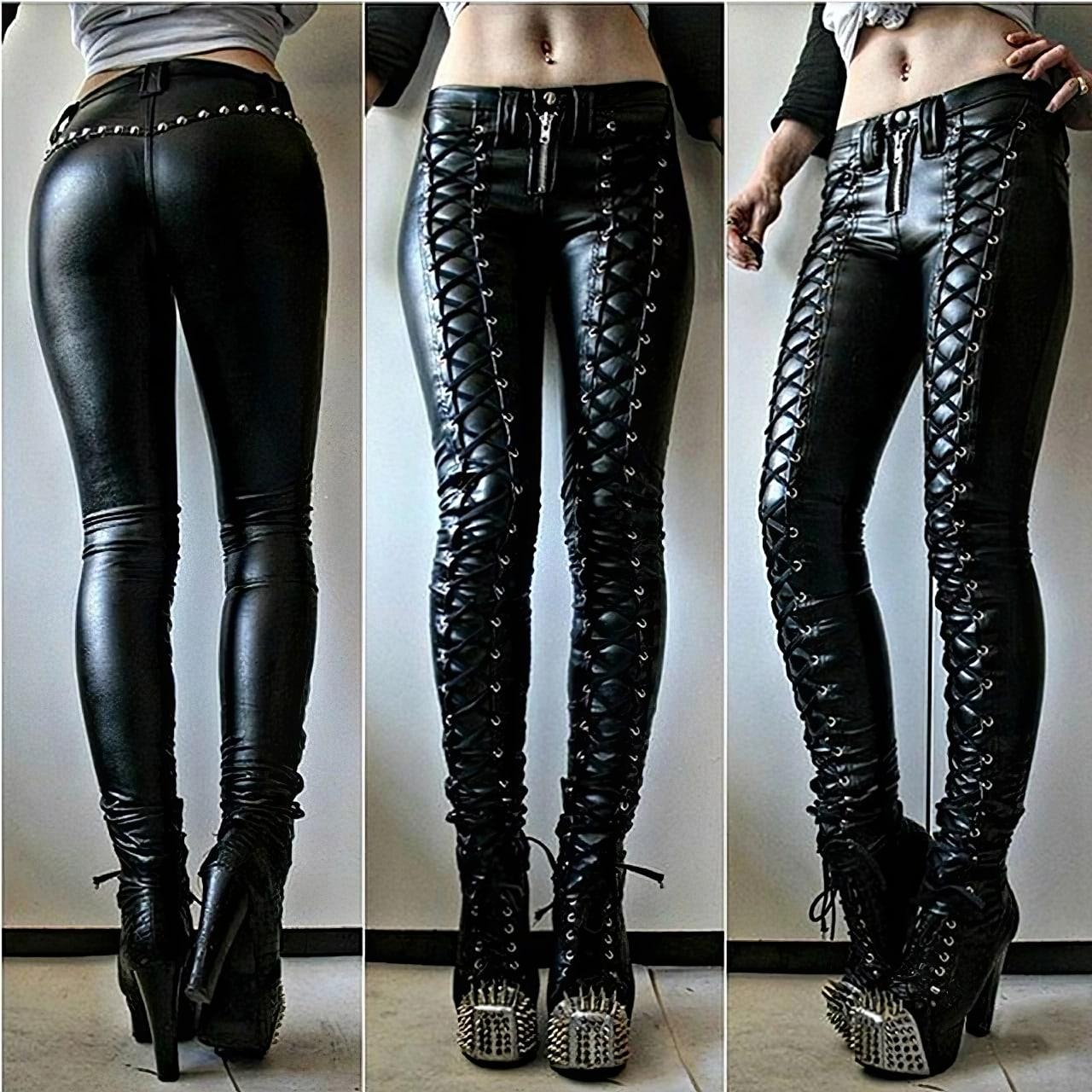 Black Faux Leather Pants, Amazing Gothic Leggings For Women – Wonder Skull