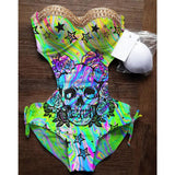 Skull And Rose Sexy Crystal One Piece Swimwear For Summer - Wonder Skull