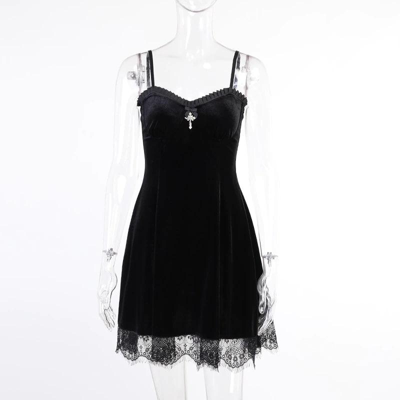 Goth Purple High Waist Dress, Vintage Velvet Lolita Outfit - Wonder Skull