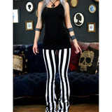 Gothic Vertical Striped Loose Trousers, Attractive High Waist Wide Leg Pants For Women - Wonder Skull