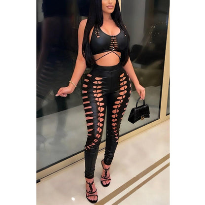 Gothic Halter Crop Tops And Pants, Outstanding 2 Piece Set For Women - Wonder Skull