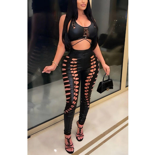Gothic Halter Crop Tops And Pants, Outstanding 2 Piece Set For Women - Wonder Skull
