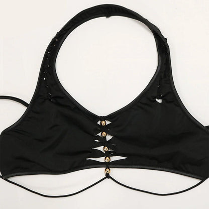 Gothic Halter Crop Tops And Pants, Outstanding 2 Piece Set For Women - Wonder Skull