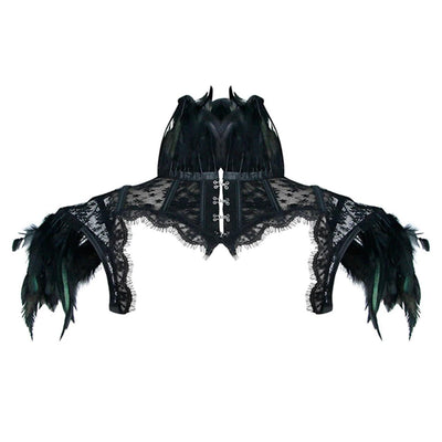 Victorian Gothic High Neck Cape, Fashionable Mesh Corset Shrug For Women - Wonder Skull