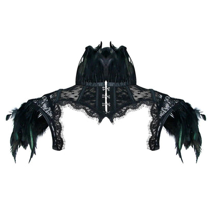Victorian Gothic High Neck Cape, Fashionable Mesh Corset Shrug For Women - Wonder Skull