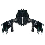 Victorian Gothic High Neck Cape, Fashionable Mesh Corset Shrug For Women - Wonder Skull