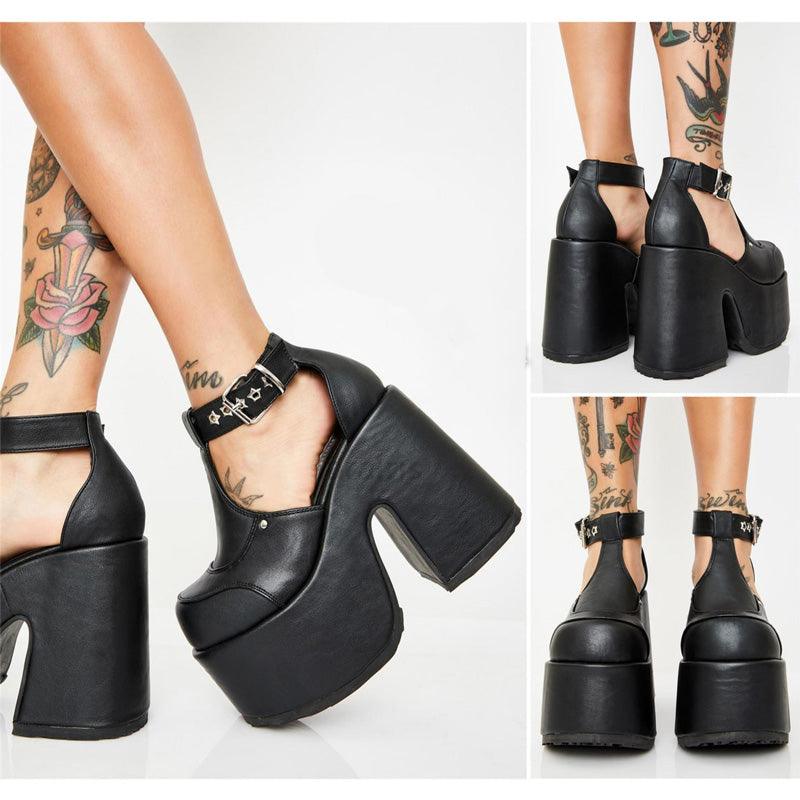 Gothic Chunky High Heel, Coolest Shoes For Women - Wonder Skull