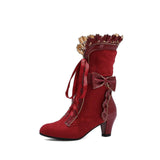 Victorian Lace-up Plus Boots, Adorable High Heel For Women - Wonder Skull