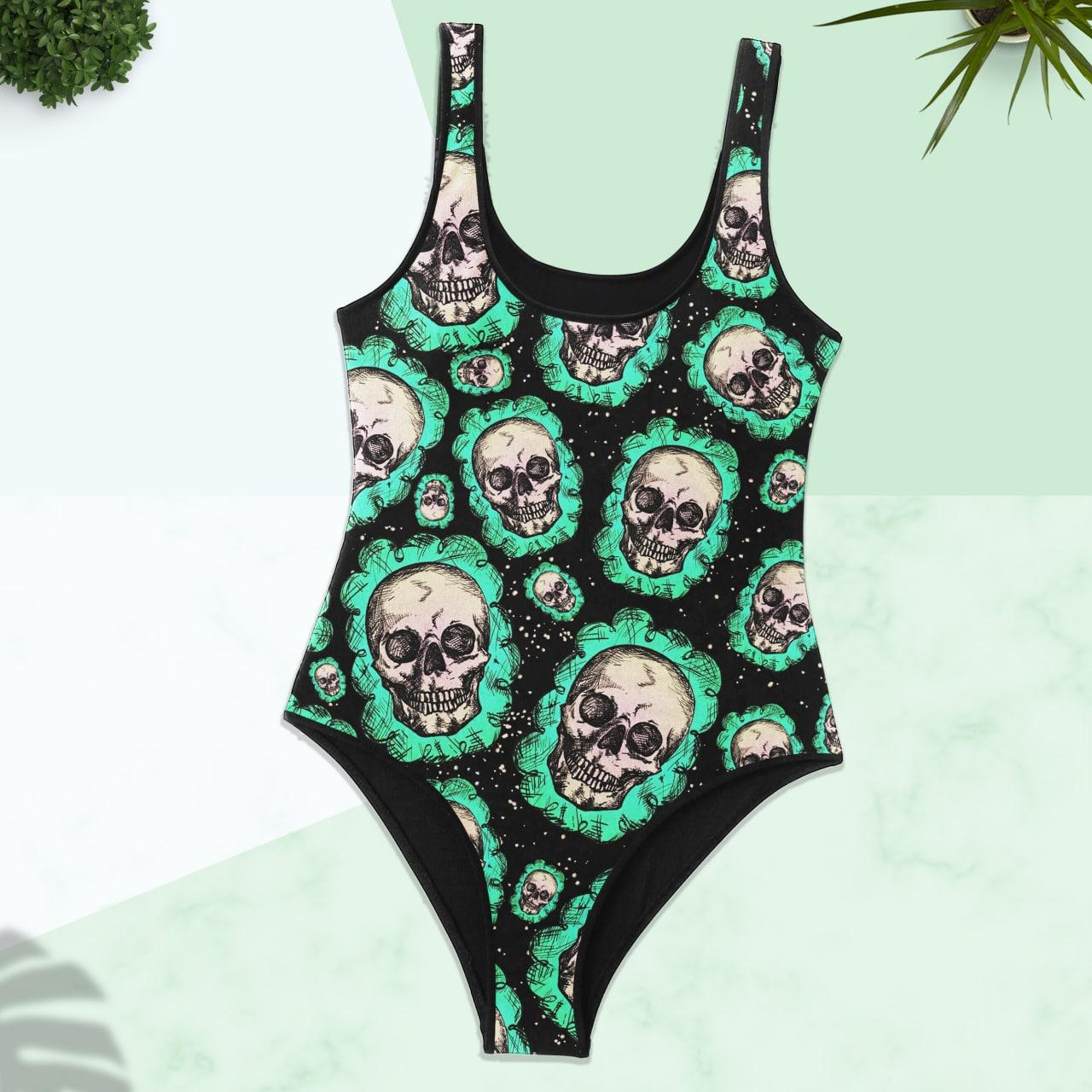 Skull Pattern Women's Classic One-Piece Swimsuit - Wonder Skull