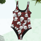 Skull And Red Rose Women's Classic One-Piece Swimsuit - Wonder Skull