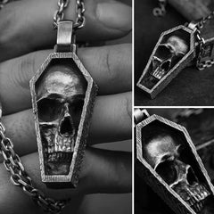 Skull Coffin Necklace, Gothic Pendant, Gothic Jewelry Badass - Wonder Skull