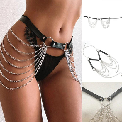 Punk Rock Chain Top, Sexy Body Harness Leather Belt For Women - Wonder Skull