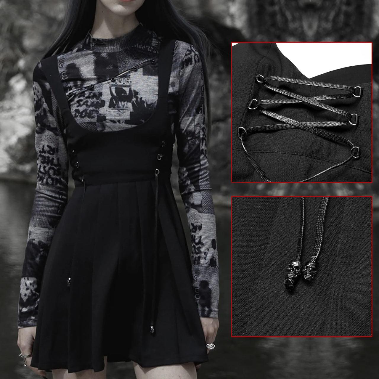 Punk Gothic Dress, Attractive Sleeveless Clothes For Women - Wonder Skull