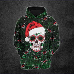 Badass Christmas Skull Artwork Print Combo Hoodie And Leggings - Wonder Skull