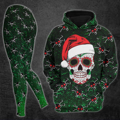 Badass Christmas Skull Artwork Print Combo Hoodie And Leggings - Wonder Skull