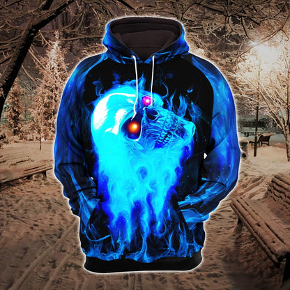 Light Blue Skull Artwork Combo Hoodie and Leggings - Wonder Skull