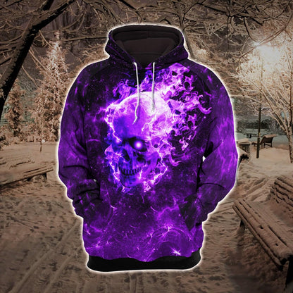 Violet Fire Skull Combo Hoodie and Leggings - Wonder Skull