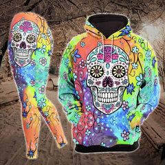 Rainbow Mandala Skull Flower Combo Hoodie and Leggings - Wonder Skull