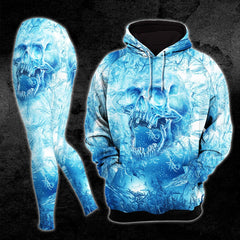 Turquoise Frozen Ice Skull Combo Hoodie and Leggings - Wonder Skull