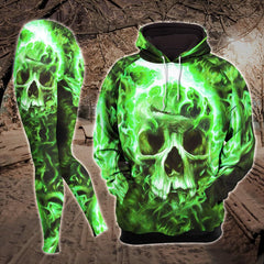 Green Gothic Smoke Skull Combo Hoodie and Leggings - Wonder Skull