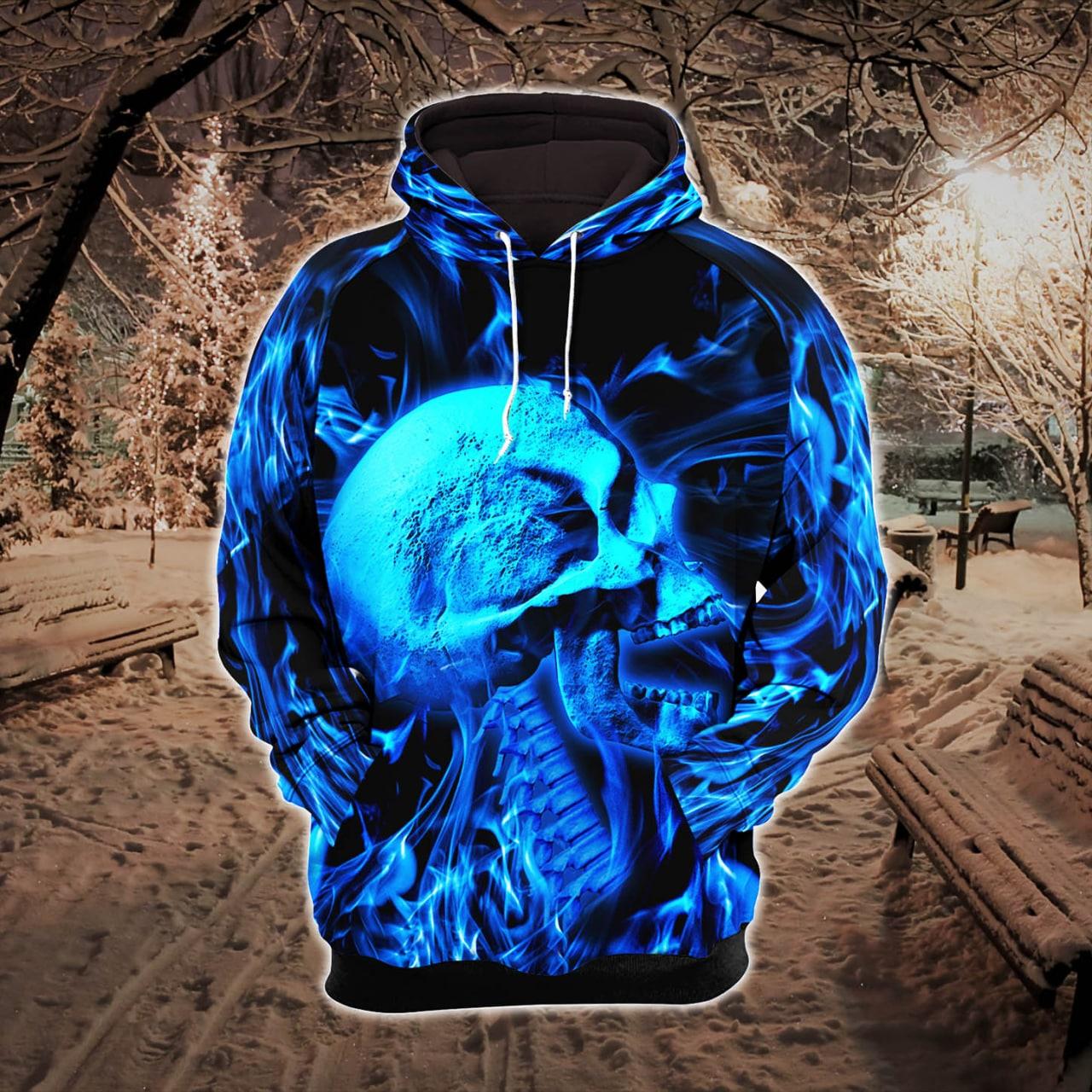 Blue Abstract Skeleton Combo Hoodie and Leggings - Wonder Skull