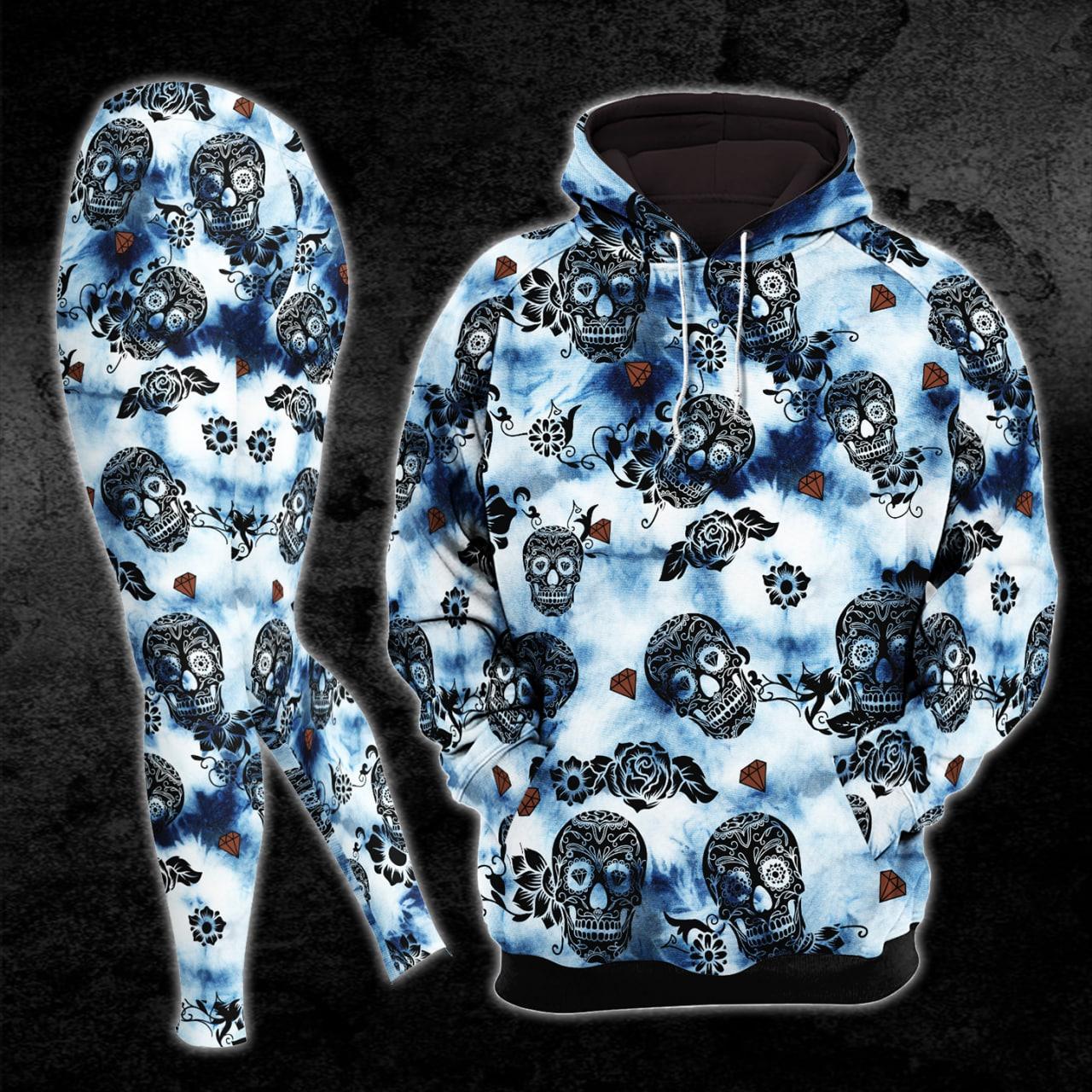 TieDye Mandala Skull Combo Hoodie and Leggings - Wonder Skull