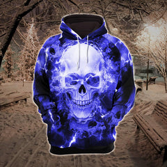 Blue Purple Smoke Skull Combo Hoodie and Leggings - Wonder Skull