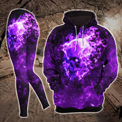 Violet Fire Skull Combo Hoodie and Leggings - Wonder Skull